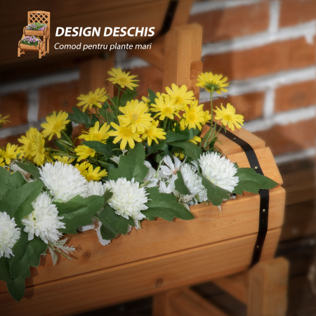  Jardiniera de Brad in Forma de Butoi de Exterior, cu Design Vertical inaltat, 45x45x180 cm, Maro [4]