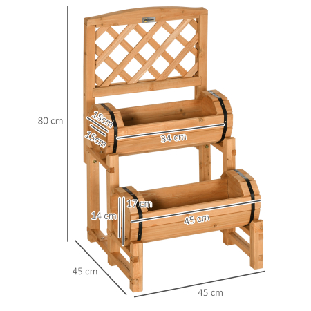  Jardiniera de Brad in Forma de Butoi de Exterior, cu Design Vertical inaltat, 45x45x180 cm, Maro [2]