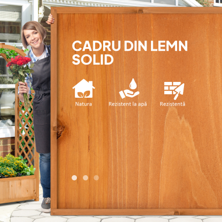  Jardiniera de Exterior din Lemn de Brad Maro cu Arc Decorativ si Grile pentru Plante Cataratoare, 83x36x152 cm [5]