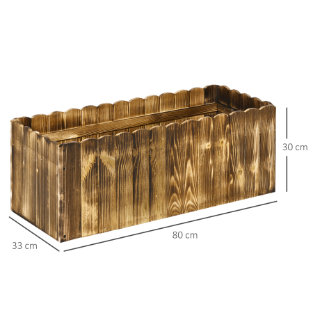  Jardiniera de Gradina Dreptunghiulara pentru Plante, 80x33x30 cm, Lemn Natural [2]