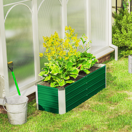  Jardiniera de gradina fara baza, cu 2 zone de cultivare, din otel, 125x47x40 cm, verde [8]
