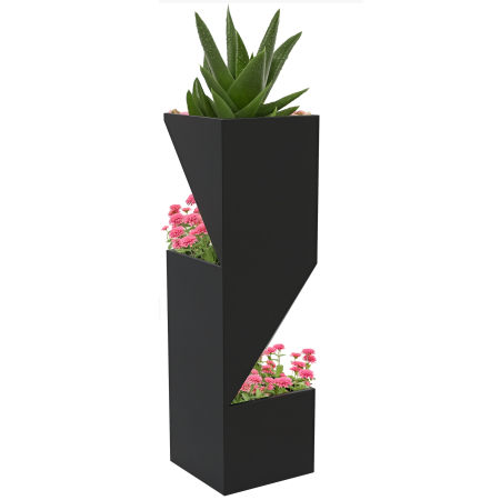 Decoratiuni -  Jardiniera inalta 100cm cu 3 zone de plantare, Negru