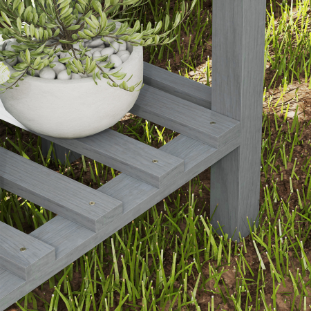  Jardiniera inaltata cu Raft Inferior si 2 Orificii de Drenaj, din Lemn de Brad, 100x30x70,5 cm, Gri [8]