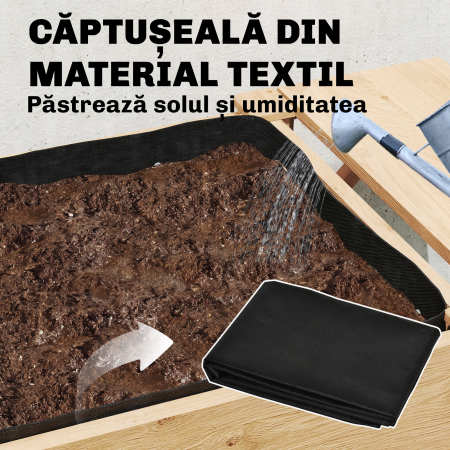  Jardiniera inaltata pe 2 Niveluri cu Rafturi Laterale si Inferior, Fabricata din Lemn de Brad cu Captuseala si Orificii de Drenare, pentru Flori si Legume, 119,5x102x76,5cm, Maro Deschis [7]