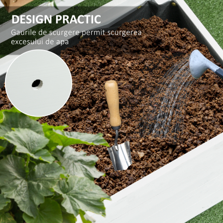  Jardiniera inaltata verticala cu 4 roti si suport pentru plantele cataratoare, din  lemn de brad, 76x30x155cm, alb [6]