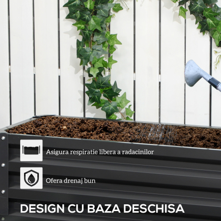 Jardiniera pentru Plan de Cultivare inaltat pe 2 Niveluri din Otel, Jardiniera Supraetajata cu Parte Inferioara Deschisa [4]