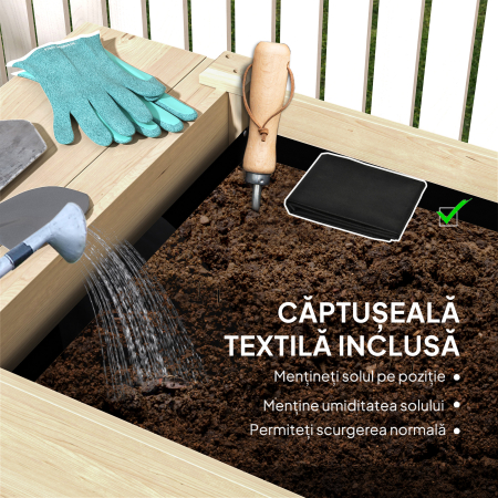  Jardiniera Ridicata cu Masuta Laterala si Raft pentru Unelte Inferior, din Lemn de Molid, 207x59x78 cm [5]