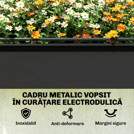  Jardiniera Ridicata cu Mini Sera si Orificiu de Drenare, 100x49x136 cm, Negru [8]