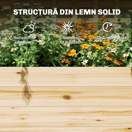  Jardiniera Ridicata din Lemn cu Grilaj, Acoperis si 2 Rafturi, 76x43.5x177 cm, Lemn Natural [7]