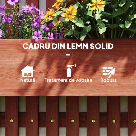  Jardiniera Verticala cu sipci si 3 Vase Detasabile, in Lemn de Brad, 60x16x80 cm, Maro [7]