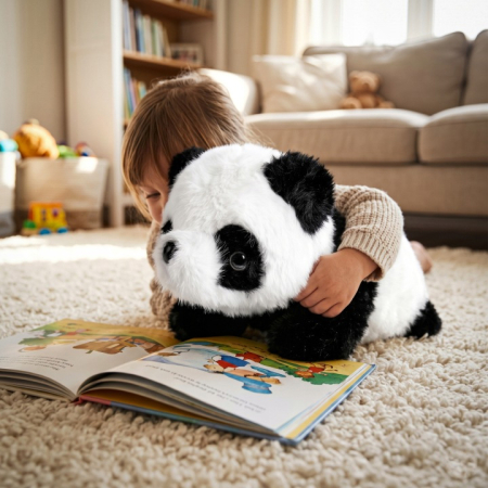 Jucarie de plus reversibila 2 in 1 Panda si Pinguin, transformabila prin intoarcere pentru 2 personaje intr-o singura jucarie, material moale si pufos [10]