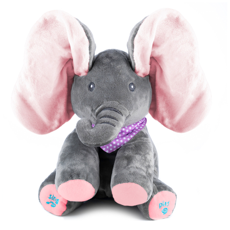Dormitor & birou - Jucarie plus interactiva elefant canta misca urechile cucu-bau, 30x30x25 cm, educativa, gri