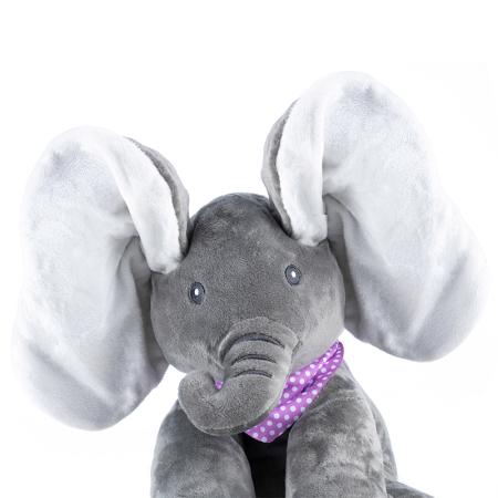 Jucarie plus interactiva elefant canta misca urechile cucu-bau, 30x30x25 cm, educativa, gri [4]