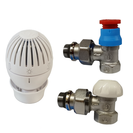 Kit robinet cu cap termostatic Giacomini R470 R470AX003, robinet unghiular 1/2”, ventil si robinet retur, conexiune adaptor Robineti si accesorii calorifere - Kit robinet cu cap termostatic Giacomini R470 R470AX003, robinet unghiular 1/2”, ventil si robinet retur, conexiune adaptor