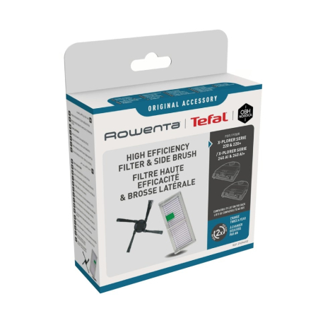 Bucatarie - Kit Rowenta ZR294002 cu filtru de inalta performanta si perie laterala, compatibil cu aspiratoarele robot Rowenta X-Plorer 220, 220+, 240 AI, 240 AI+, seriile RR94xx, RR96xx