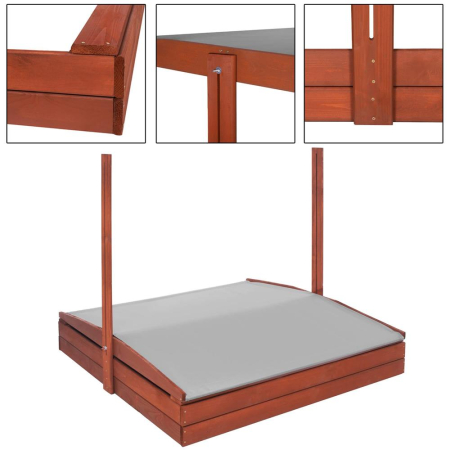 Lada nisip din lemn cu acoperis reglabil, 140x140x121 cm, maro [25]