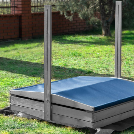 Lada nisip din lemn cu acoperis reglabil si capac, pliabila, 120x120x120 cm, gri [26]