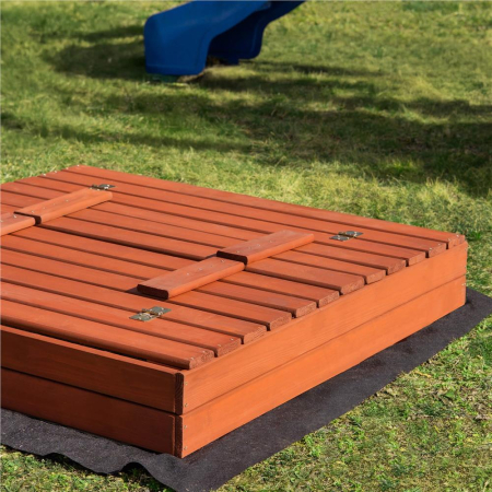 Lada nisip din lemn pliabila cu capac si bancute, 120x120x41 cm, maro [30]