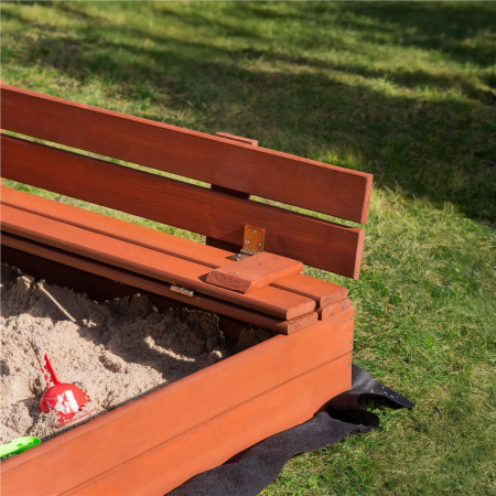 Lada nisip din lemn pliabila cu capac si bancute, 120x120x41 cm, maro [22]