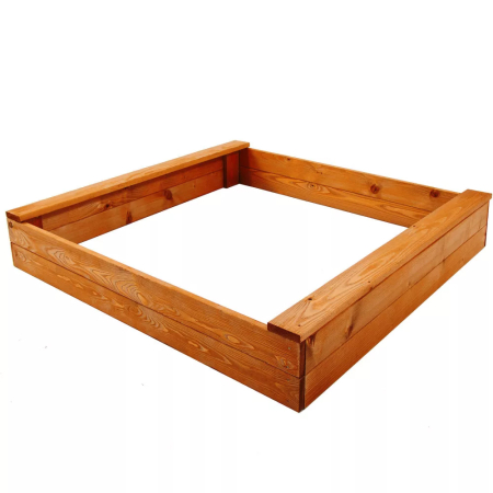 Ladita nisip din lemn 120x120 cm, cu margini rotunjite, maro natur [2]