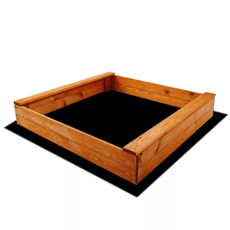 Jucarii si accesorii - Ladita nisip din lemn 120x120 cm, cu margini rotunjite, maro natur