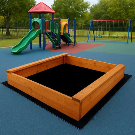 Ladita nisip din lemn 120x120 cm, cu margini rotunjite, maro natur [5]