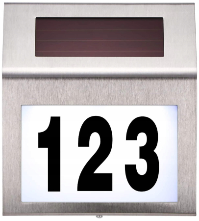 Lampa solara LED afisare numar de casa, inox, kit montare inclus, 20x18x3 cm [4]