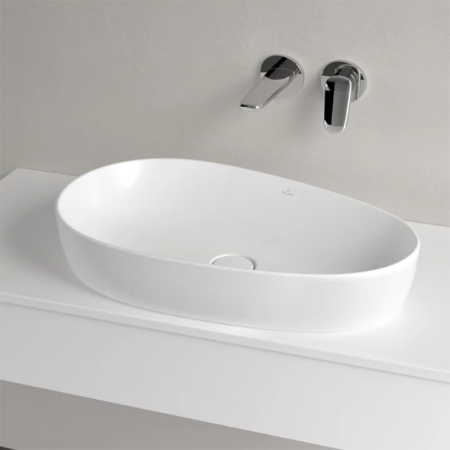 Lavoar asimetric pe blat, Villeroy & Boch, Antao 65, oval, alb [2]