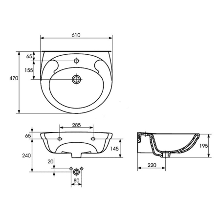 Lavoar baie suspendat alb Cersanit, Roma [1]