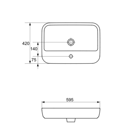 Lavoar Cersanit, Caspia, dreptunghiular pe blat, 60 cm, alb [1]