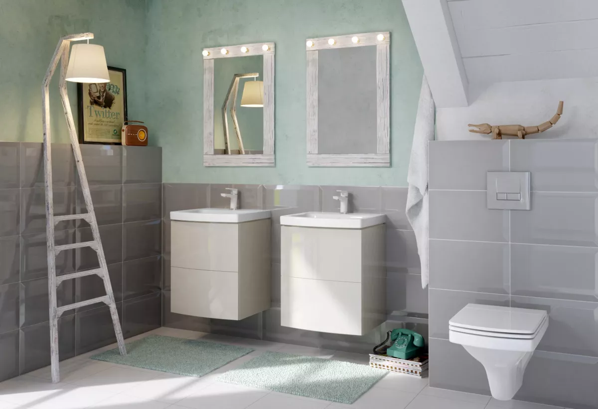 Lavoar Cersanit Easy, pe perete/mobilier, 50 x 43 cm, alb, K102-012 [2]