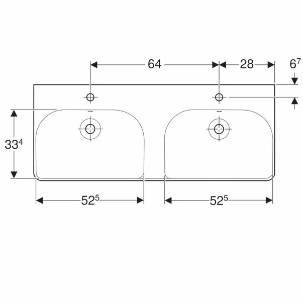 Lavoar dublu pe mobilier Geberit Smyle Square 120 cm cu orificiu baterie [5]