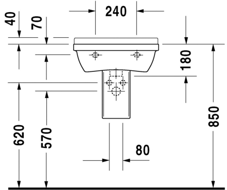 Lavoar Duravit 0300500000, Starck 3, montaj pe perete, preaplin, zona montaj interior, elemente fixare ascunse, alb [4]