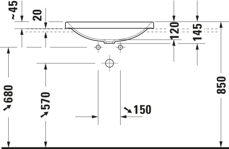 Lavoar Duravit 0358600079, D-Neo, montaj in blat, nr orificii baterie fara, zona montaj interior, alb [8]