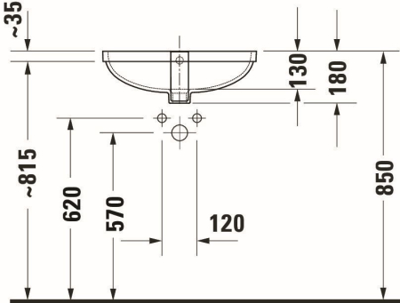 Lavoar Duravit 03954900282, NO 1, montaj sub blat, nr orificii baterie fara, zona montaj interior, alb [1]
