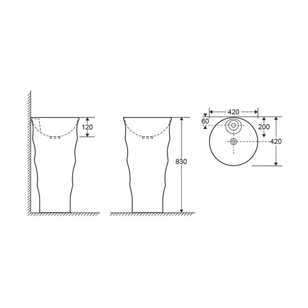 Lavoar freestanding Fluminia Novicia-B alb 42 cm [2]