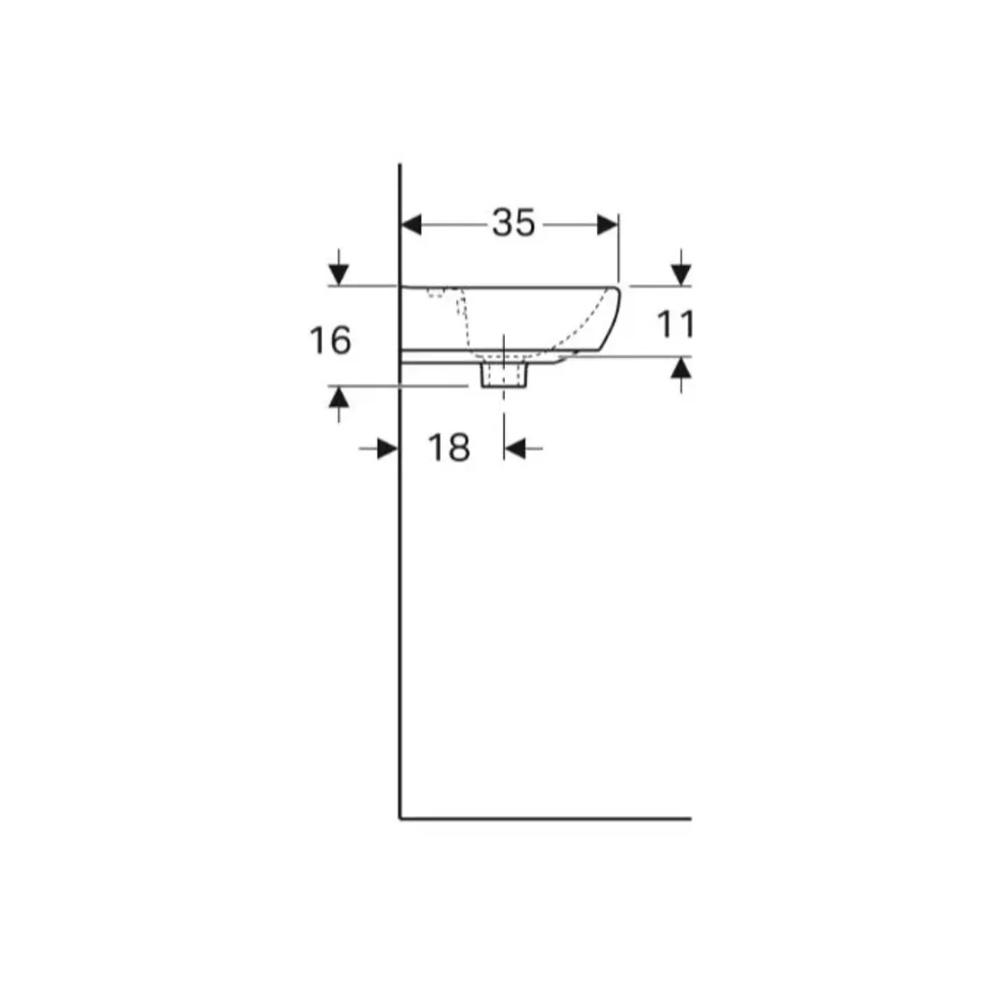 Lavoar Geberit Selnova Square, pe perete, 45 x 35 cm, alb, 500.322.01.7 [10]