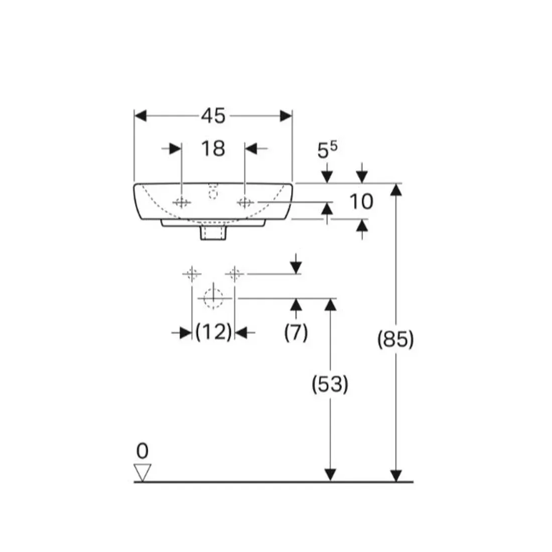 Lavoar Geberit Selnova Square, pe perete, 45 x 35 cm, alb, 500.322.01.7 [9]