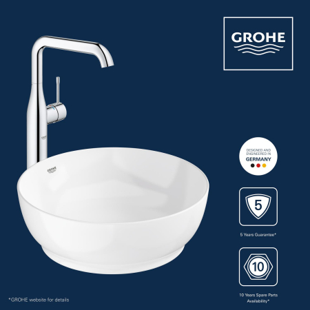 Lavoar Grohe 103538SH00, Essence, pe blat, 400 mm, fara preaplin, AquaCEramic, HyperClean, alb [4]