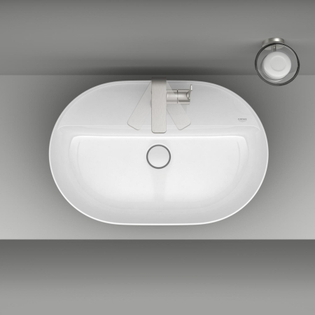 Lavoar Grohe 103569SH00, Essence, pe blat, 60 x 40 cm, cu preaplin, HyperClean, AquaCeramic, alb [15]