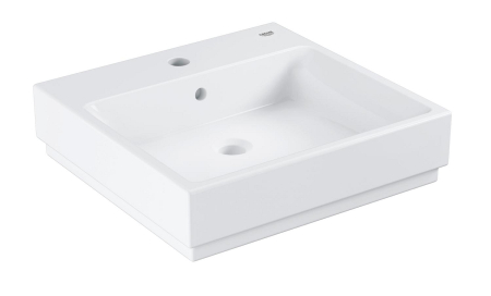 Baie - Lavoar Grohe 3947400H, Cube Ceramic, pe blat/pe perete, 500 x 490 mm, PureGuard, alb