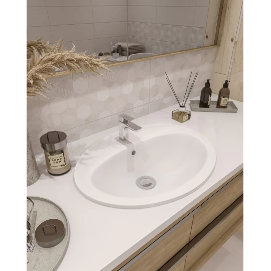 Lavoar incastrat alb 54 cm, oval, Cersanit Calla [3]