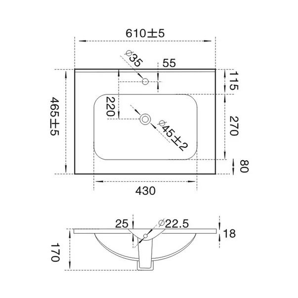 Lavoar incastrat alb Fluminia Siena-60 61 cm [1]