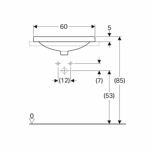 Lavoar incastrat Geberit Variform eliptic cu preaplin 60x40 cm [2]