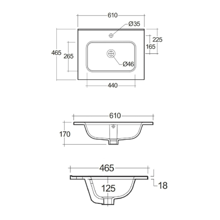 Lavoar incastrat, RAK, Joy, 61 cm, alb [1]