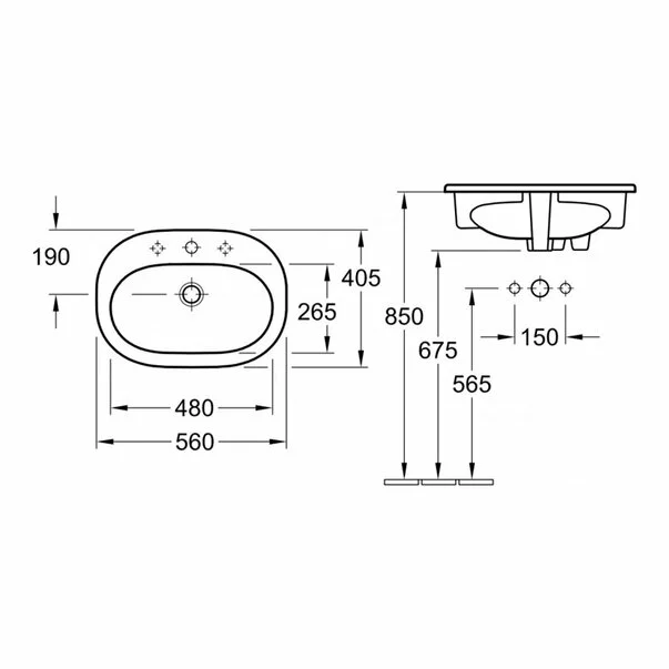 Lavoar incastrat Villeroy&Boch O.Novo 56 cm [3]