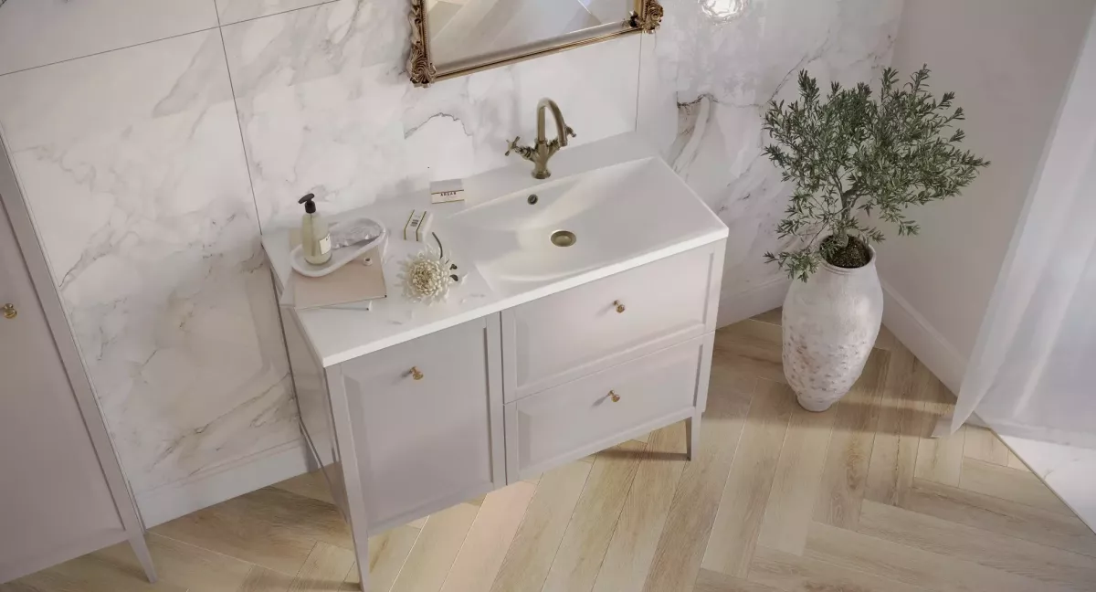 Lavoar Oristo Amelia, montare pe mobilier, 1002 x 460 mm, alb, UME-AM-100-92-L [2]