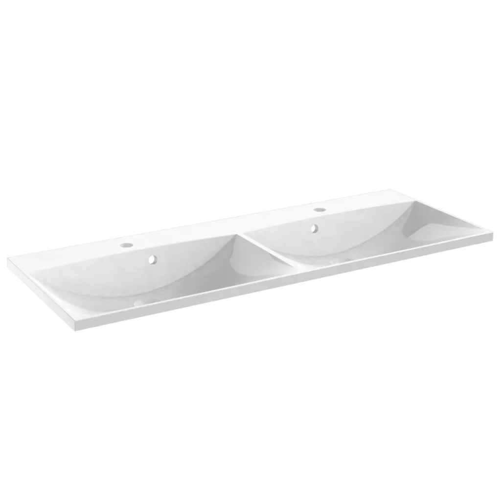 Lavoare incastrate - Lavoar Oristo Amelia UME-AM-120-92-D, 1200 x 460 mm, montare pe masca, 2 cuve, preaplin, marmura compozita, alb