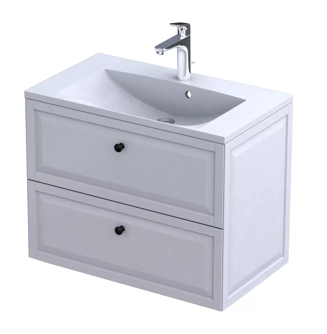 Lavoar Oristo Amelia UME-AM-80-92, 800 x 460 mm, montare pe masca, preaplin, marmura compozita, alb [3]