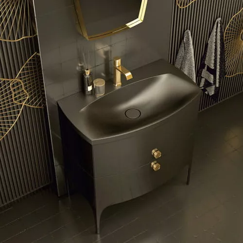 Lavoar Oristo Louis, pe mobilier, 82 x 48 cm, mat, negru, UME-LU-82-94 [6]